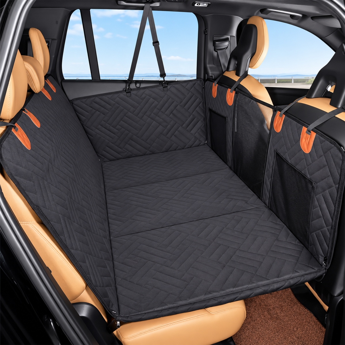 WanderPup Back Seat Dog Cover with Hard Bottom
