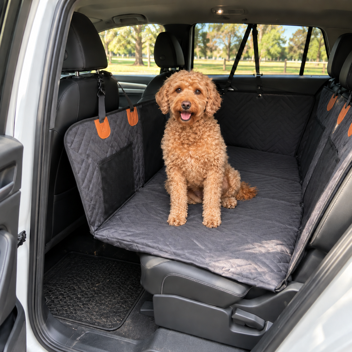 WanderPup Back Seat Dog Cover with Hard Bottom