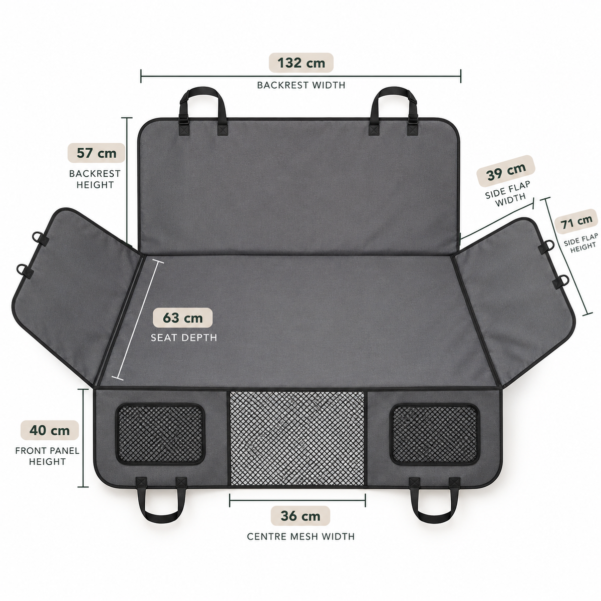 WanderPup Back Seat Dog Cover with Hard Bottom