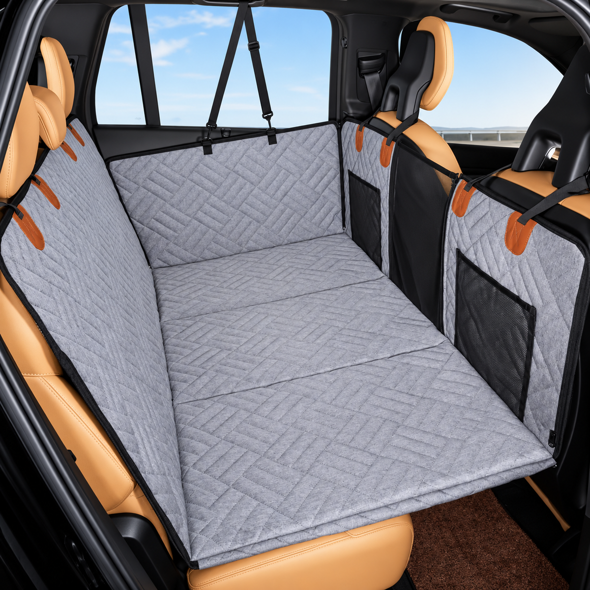 WanderPup Back Seat Dog Cover with Hard Bottom